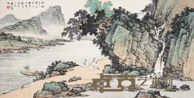 袁松年 乙酉（1945年）作 松下观瀑 镜心 68×34cm